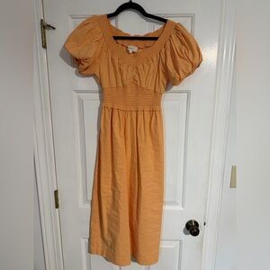A.L.C. Peach Puff-Sleeve Smocked Dress